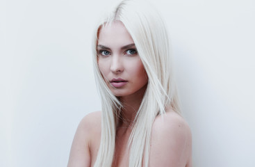 Close-up of a sad beautiful blonde woman