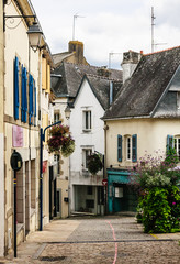  View of Quimperle (Kemperle), a historic town built around two rivers, the Isole and Elle rivers that combine to form the Laita river, in Finistere, Brittany, France