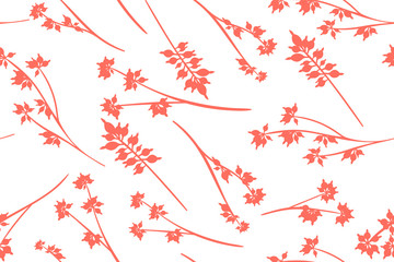 Autumn Seamless Pattern with Eucalyptus Leaves. Foliage Natural Branches. Decorative Background in Vintage Style. Seamless Eucalyptus Pattern for Fabric, Textile, Wrapping Paper, Cloth, Dress, Print.