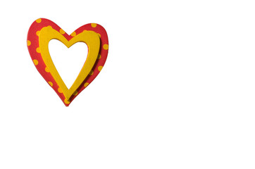 wooden heart frame on white background isolate