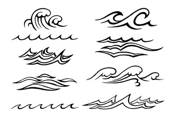 sea waves stylized sketch