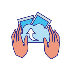 Fototapeta premium hands with photography objects isolated icon