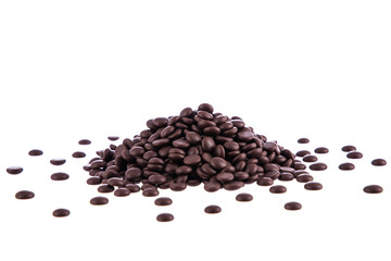 Chocolate Chips pile or small candies on White Background