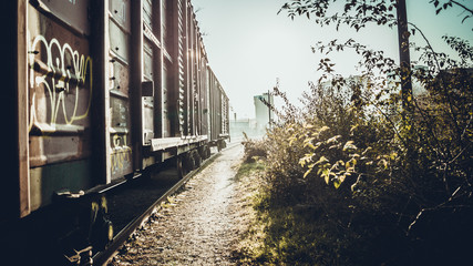 train and railway in countryside