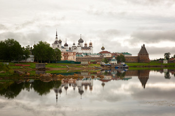 View of Solovetsky monastery in summer day