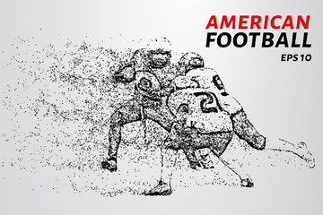 American football fight for the ball. American football consists of circles and dots. Vector illustration.