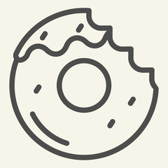 Donut with a mouth bite line icon. Bitten donut vector illustration isolated on white. Dessert outline style design, designed for web and app. Eps 10.