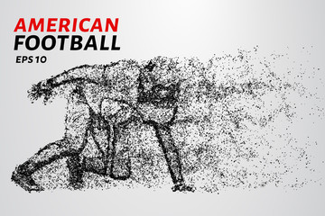 American football. Grid of black circles on a light background. Dots create the figure of an American football player. Sports, football, touchdown and other concepts illustration or background.