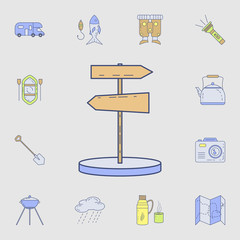 guide sign icon. Detailed set of color camping tool icons. Premium graphic design. One of the collection icons for websites, web design, mobile app