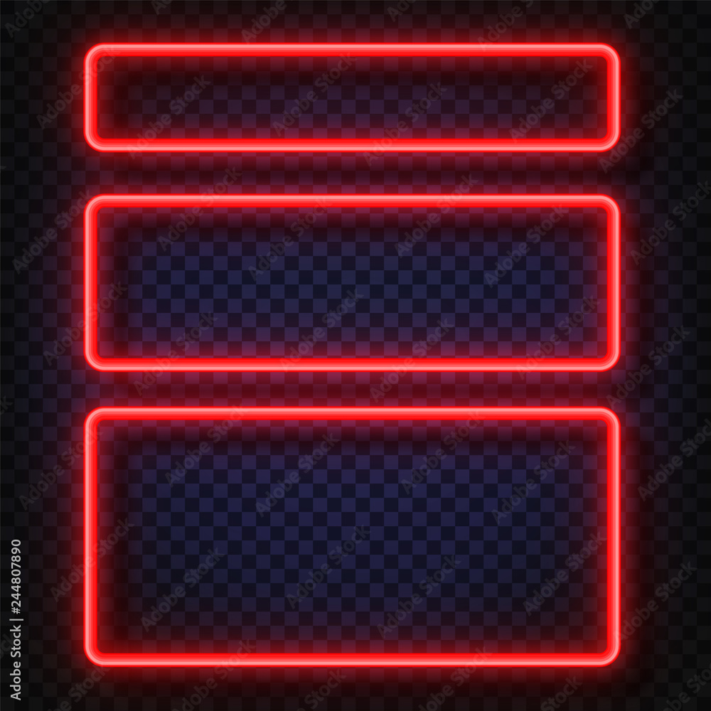 Canvas Prints neon light banners set. vector neon light frame sign. realistic glowing red neon frames isolated on 