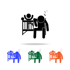 Sleepless nights of parents, not a sleeping child multicolor icons