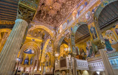 Küchenrückwand glas motiv Die Pfalzkapelle aus dem Normannenpalast (Palazzo dei Normanni) in Palermo. Sizilien, Italien. © e55evu