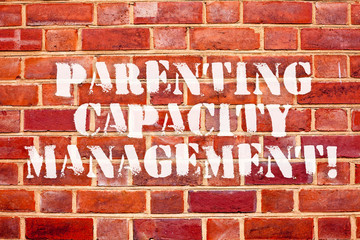 Word writing text Parenting Capacity Management. Business concept for parents ability to protect...