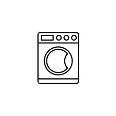 Washing Machine Related Vector Line Icon. Isolated on White Background. Editable Stroke.
