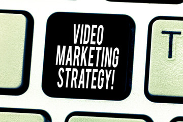 Text sign showing Video Marketing Strategy. Conceptual photo integrates engaging video into...