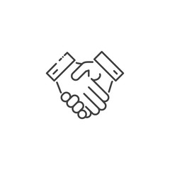 Handshake Related Vector Line Icon. Isolated on White Background. Editable Stroke.