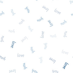 Light BLUE vector seamless cover with quote LOVE YOU.