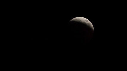 View of crescent moon Super Blood Wolf Moon during lunar eclipse (January 20, 2019)