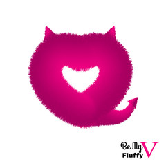 Obraz premium Cute instagram card with pink fluffy devil heart