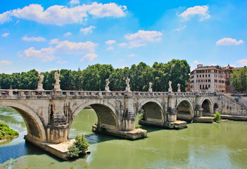Fototapeta premium Angl Bridge, Ponte Sant'Angelo Rome