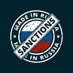Sunctions against Product Made in Russia label illustration