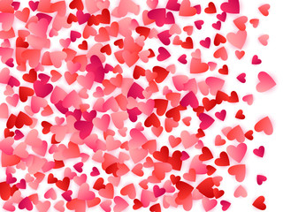 Red flying hearts bright love passion vector background.