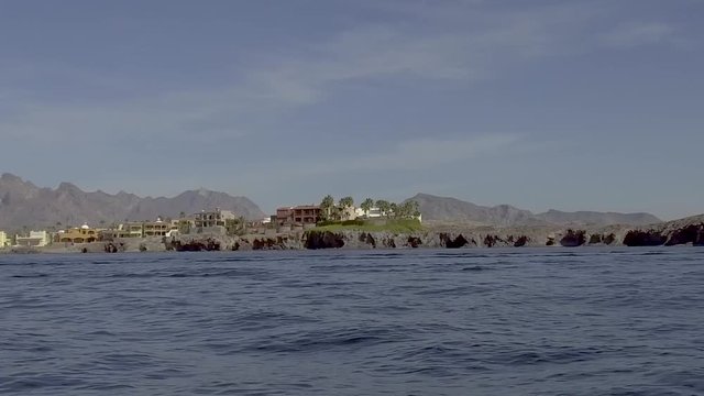 Slow motion gimbaled footage of the shoreline near San Carlos in the Sea of Cortez.