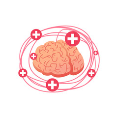 Entangled Brain. Headache. therapist, love and relationships. Vector illustration