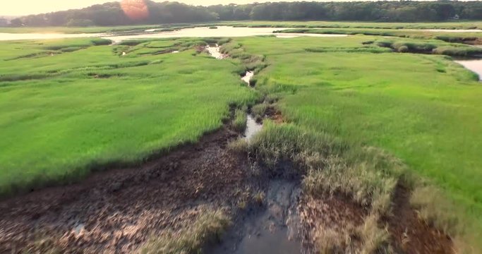 Aerial scene of Black Fish Creek in Wellfleet Ma on Cape Cod
