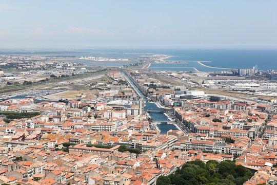 View of the city of Sète in France from Mont Saint Clair