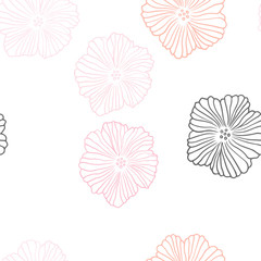 Light Pink vector seamless abstract backdrop with flowers.