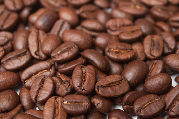 closeup of coffee beans texture