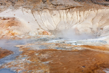 View of the geothermal area with fumaroles, Krysuvík, Iceland