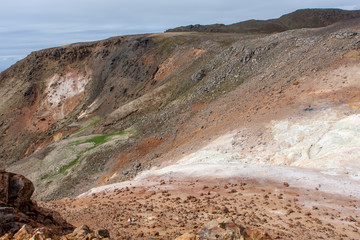 View of the mountain path on the rise, Krysuvík, Iceland