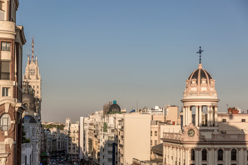 Fototapeta na wymiar View of Gran Via street in the city of Madrid, from the top