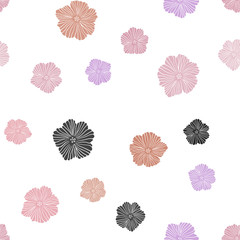 Light Pink, Yellow vector seamless abstract pattern with flowers.