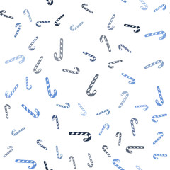 Light BLUE vector seamless pattern with delicious xmas candies.