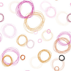 Light Pink, Yellow vector seamless template with circles.