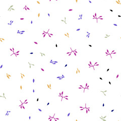 Light Multicolor vector seamless doodle texture with leaves.