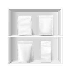 Realistic vertical bag mockups. Vector illustration. Ready for use in presentation, promo, advertising and more. EPS10.