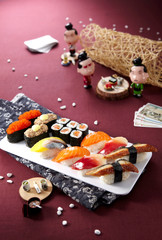 Delicious Japanese food combination, sushi