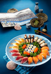 Delicious Japanese food combination, sushi