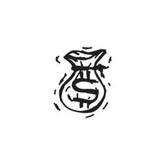 Dollar bag sketch icon