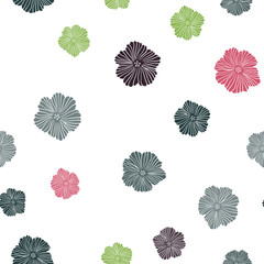 Dark Multicolor vector seamless doodle background with flowers.