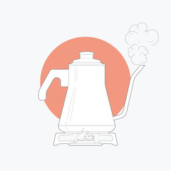 line art vector illustration kitchen coffeepot. isolated white background. Vector illustration design for t-shirt graphics, posters, brand books and other uses 