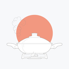 line art vector illustration kitchen kazan. isolated white background. Vector illustration design for t-shirt graphics, posters, brand books and other uses 