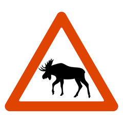 road sign,  moose  crossing the road, vector 