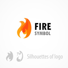 Fire symbol, logo emblem isolated on white - Style vector illustration of flame.