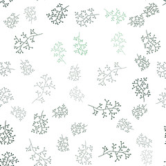 Dark Green vector seamless doodle pattern with branches.