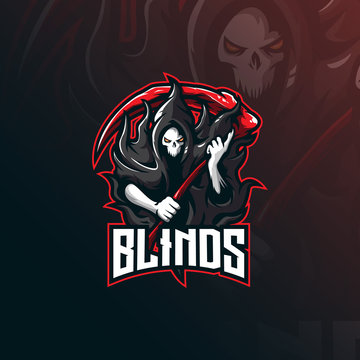 skull blind mascot logo design vector with modern illustration concept style for badge, emblem and tshirt printing. angry skull illustration for sport and esport team.